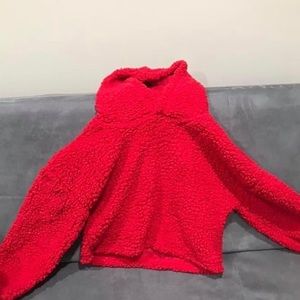 teddy cropped hoodie